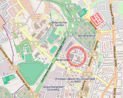 Lageplan Wissenschaftszentrum Kiel (Quelle OpenStreetMap)